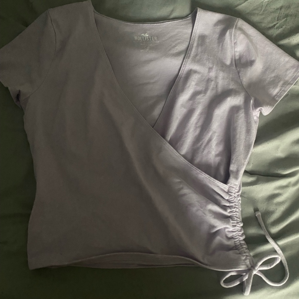 Hollister Wrap Crop V Neck In Purple